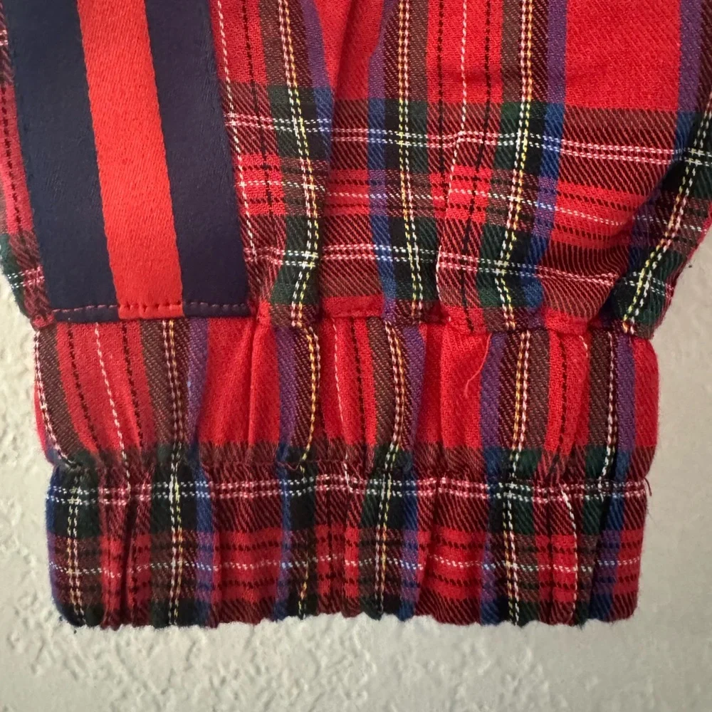 Social Republic Red Plaid Jogger Pants Side Stripe Drawstring